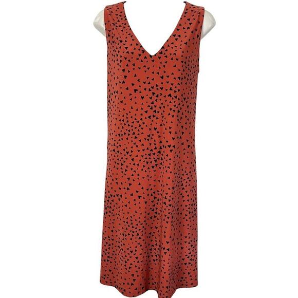 Anne Klein Dresses & Skirts - Anne Klein Womens Orange Black Stretch Jersey Knit Sleeveless V-Neck Dress sz L